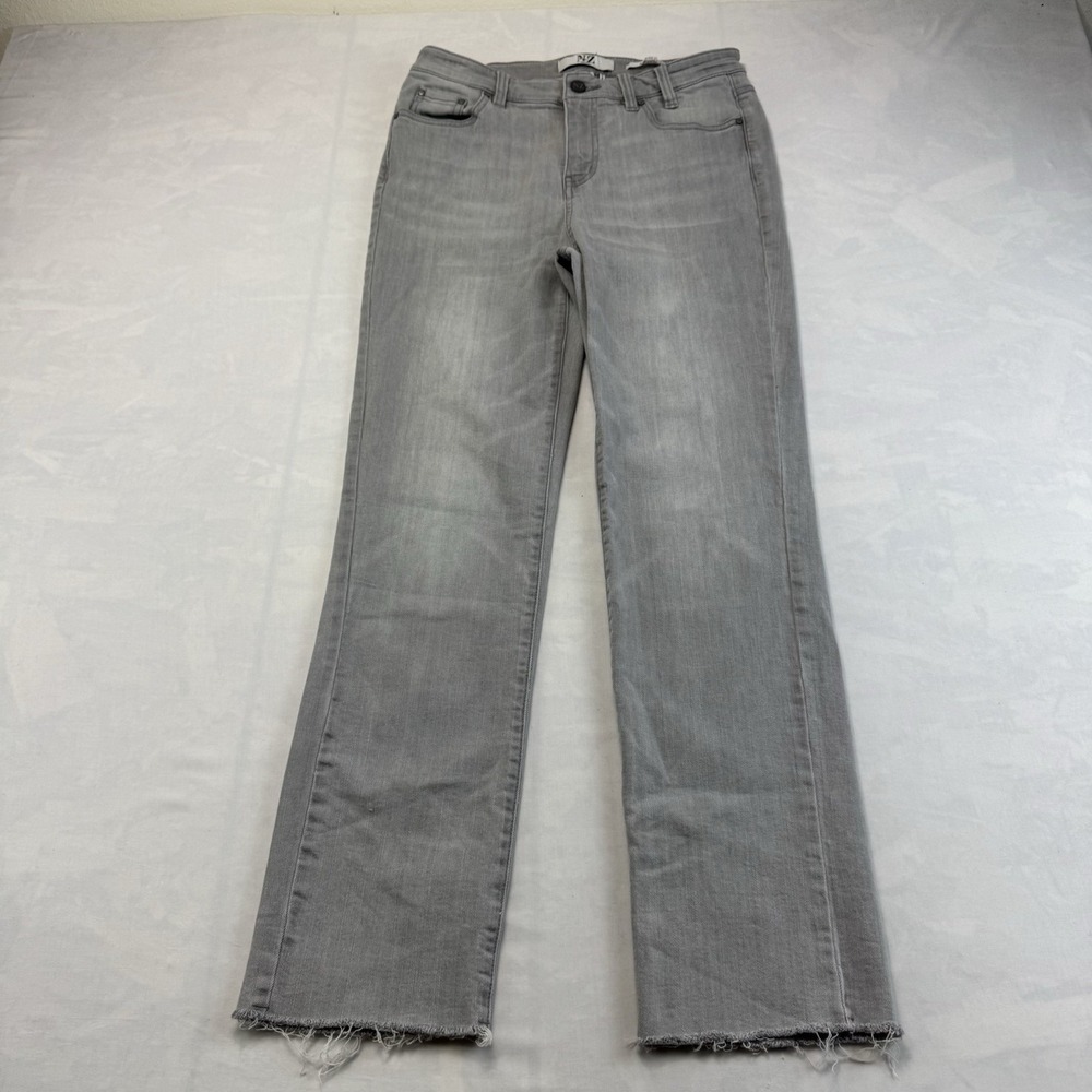 NZ Denim Nic+Zoe Gray Straight Leg Jeans Women's Size 28 Raw Hem Mid Rise